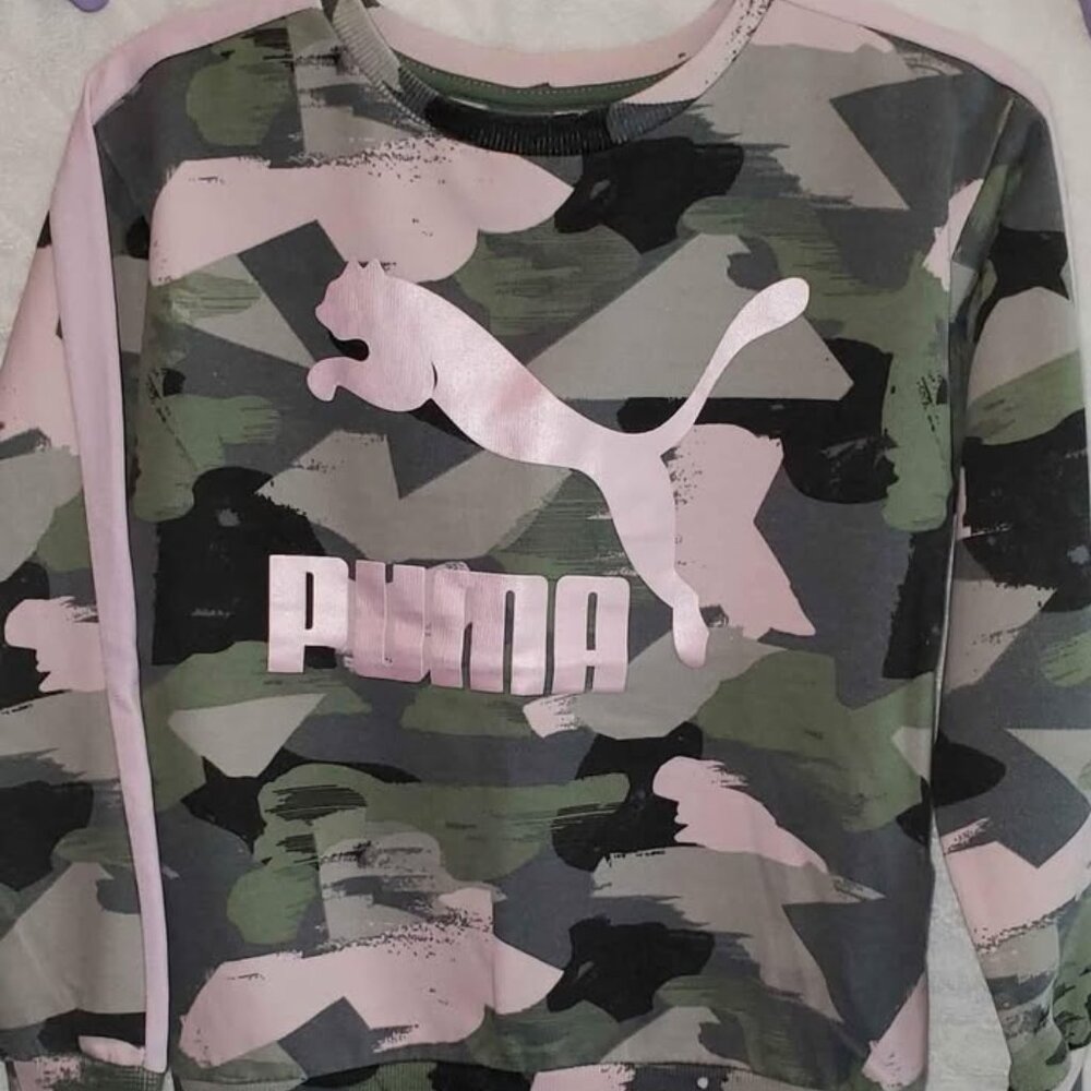 Puma Kids Camouflage Sweatshirt - Pink, Green, Black